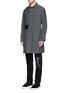 Front View - Click To Enlarge - SACAI - Pinstripe cotton-linen long coat