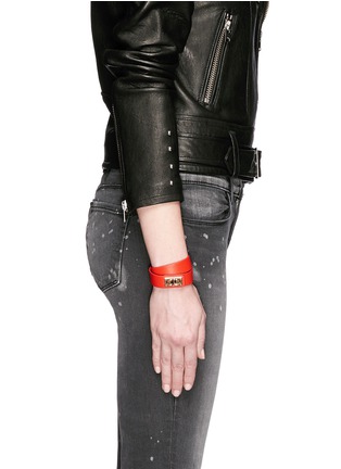 Figure View - Click To Enlarge - GIVENCHY - Shark tooth double wrap leather bracelet