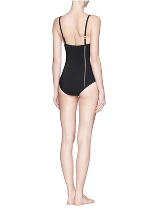 Back View - Click To Enlarge - TORY BURCH - Lattice trim one piece swimsuit