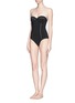Figure View - Click To Enlarge - TORY BURCH - Lattice trim one piece swimsuit