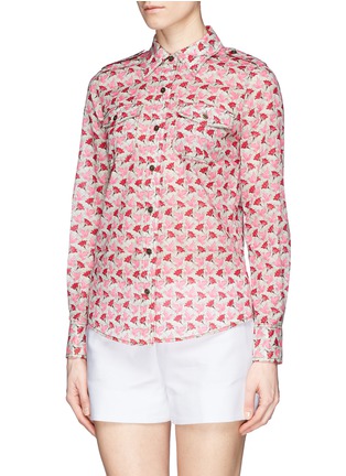 Front View - Click To Enlarge - TORY BURCH - 'Brigitte' flower dove print blouse