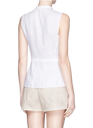 Back View - Click To Enlarge - TORY BURCH - Silk pleat front linen top