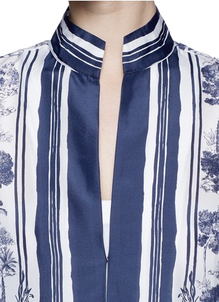 Detail View - Click To Enlarge - TORY BURCH - 'Frenesi' landscape stripe print silk cabana jacket