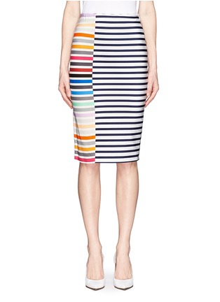Main View - Click To Enlarge - TANYA TAYLOR - Peggy micro knit striped pencil skirt