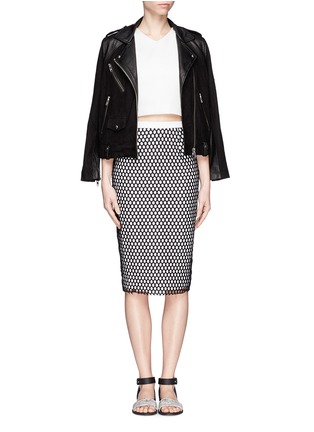 Figure View - Click To Enlarge - ELIZABETH AND JAMES - Heyden mesh overlay pencil skirt