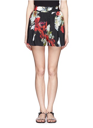 Main View - Click To Enlarge - ALICE & OLIVIA - Floral print pleat shorts