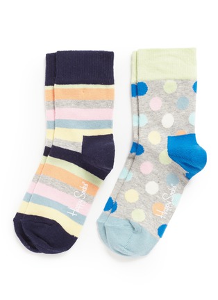 Main View - Click To Enlarge - HAPPY SOCKS - Stripe and polka dot toddler socks 2-pair pack