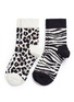 Main View - Click To Enlarge - HAPPY SOCKS - Zebra and leopard toddler socks 2-pair pack