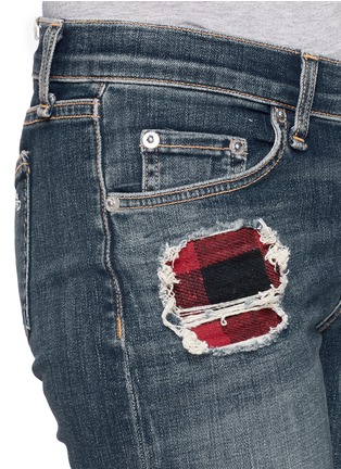 Detail View - Click To Enlarge - RAG & BONE - Distressed tartan underlay skinny jeans