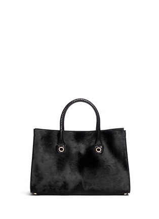 Back View - Click To Enlarge - JIMMY CHOO - 'Riley' snakeskin handle pony hair tote