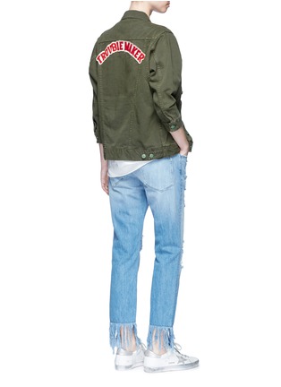 Figure View - Click To Enlarge - SANDRINE ROSE - 'The Denim Jacket' with slogan embroidery