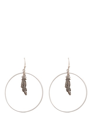 Main View - Click To Enlarge - PHILIPPE AUDIBERT - 'Athalia' feather charm circle drop earrings