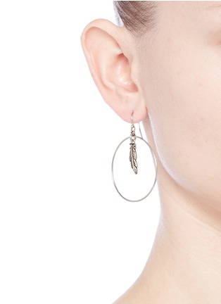 Figure View - Click To Enlarge - PHILIPPE AUDIBERT - 'Athalia' feather charm circle drop earrings