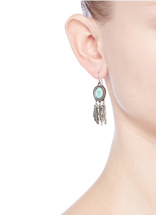 Figure View - Click To Enlarge - PHILIPPE AUDIBERT - 'Athalia' marbled stone feather drop earrings