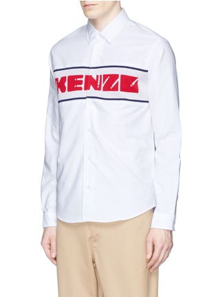 Front View - Click To Enlarge - KENZO - Knit logo cotton Oxford shirt
