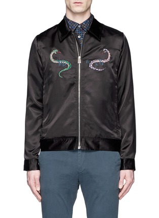 Main View - Click To Enlarge - PS PAUL SMITH - Snake graphic embroidered blouson jacket