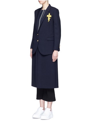 Front View - Click To Enlarge - NEIL BARRETT - 'Fleur de Thunder' embroidered layered long coat