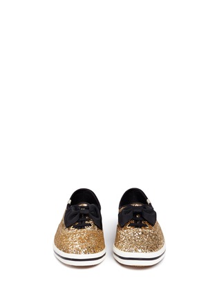 Front View - Click To Enlarge - KEDS - Tuxedo bow glitter sneakers