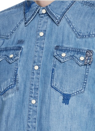 Detail View - Click To Enlarge - SCOTCH & SODA - Sawtooth pocket Western denim shirt
