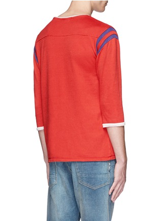 Back View - Click To Enlarge - SCOTCH & SODA - 'Heroes' appliqué stripe vintage wash sweater