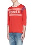 Front View - Click To Enlarge - SCOTCH & SODA - 'Heroes' appliqué stripe vintage wash sweater