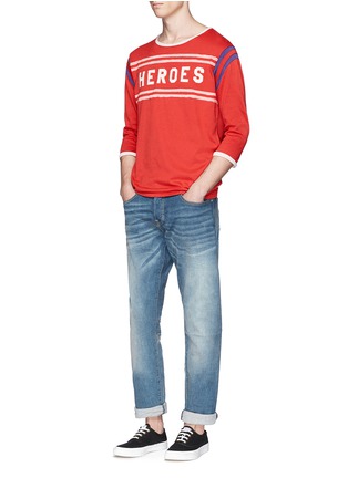 Figure View - Click To Enlarge - SCOTCH & SODA - 'Heroes' appliqué stripe vintage wash sweater