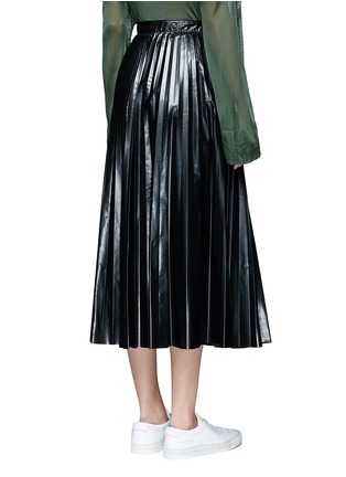 Back View - Click To Enlarge - TOGA ARCHIVES - Tie waist laminated effect pleated midi skirt