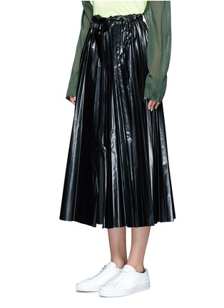 Front View - Click To Enlarge - TOGA ARCHIVES - Tie waist laminated effect pleated midi skirt