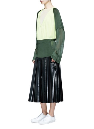 Figure View - Click To Enlarge - TOGA ARCHIVES - Tie waist laminated effect pleated midi skirt
