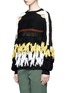 Front View - Click To Enlarge - TOGA ARCHIVES - Fringe cotton blend mixed knit sweater
