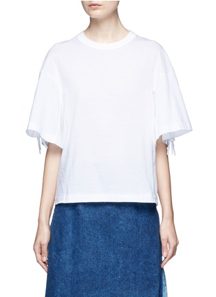 Main View - Click To Enlarge - TOGA ARCHIVES - Knotted fringe sleeve cotton T-shirt