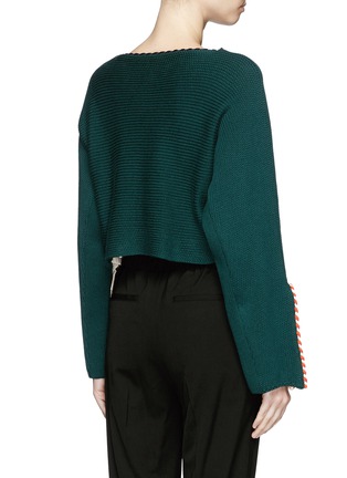 Back View - Click To Enlarge - TOGA ARCHIVES - Split sleeve braided trim cropped sweater