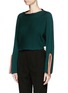 Front View - Click To Enlarge - TOGA ARCHIVES - Split sleeve braided trim cropped sweater