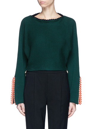 Main View - Click To Enlarge - TOGA ARCHIVES - Split sleeve braided trim cropped sweater