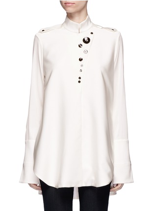 Main View - Click To Enlarge - ELLERY - 'Visual Wonder' shell button stand collar blouse