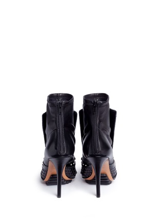 Back View - Click To Enlarge - GIVENCHY - 'Iron' stud basketweave vamp stretch leather ankle boots