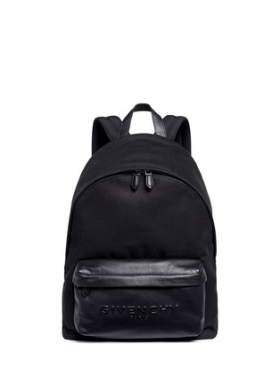 Main View - Click To Enlarge - GIVENCHY - 'C1' leather pocket cotton twill backpack