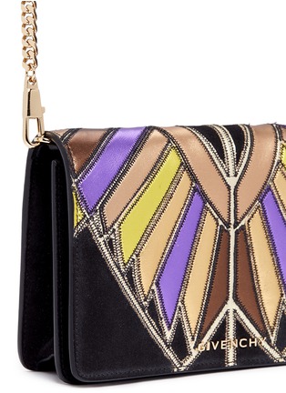Detail View - Click To Enlarge - GIVENCHY - Pandora' Egyptian wing patchwork leather chain wallet