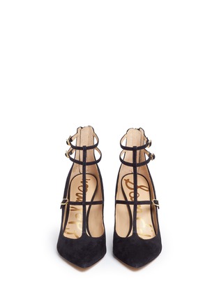 Front View - Click To Enlarge - SAM EDELMAN - 'Hayes' caged suede pumps
