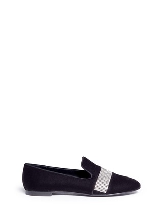 Main View - Click To Enlarge - 73426 - Crystal pavé band velvet slip-ons
