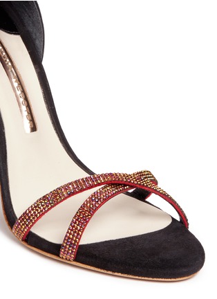 Detail View - Click To Enlarge - SOPHIA WEBSTER - 'Adeline' strass pavé strap suede sandals