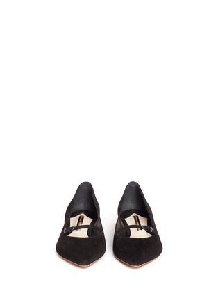 Front View - Click To Enlarge - SOPHIA WEBSTER - 'Piper' strass pavé heel suede flats