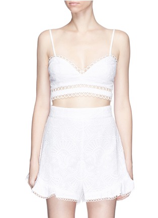 Main View - Click To Enlarge - ZIMMERMANN - 'Mercer Fan' embroidered cotton bralette
