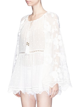 Front View - Click To Enlarge - ZIMMERMANN - 'Mercer Bird Floating' flared silk top