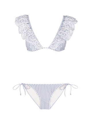 Main View - Click To Enlarge - ZIMMERMANN - 'Meridian' stripe crochet ruffle bikini set