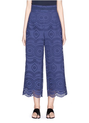 Main View - Click To Enlarge - ZIMMERMANN - 'Paradiso' broderie anglaise cropped pants