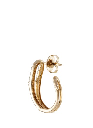 Detail View - Click To Enlarge - JOHN HARDY - Diamond 18k yellow gold small bamboo hoop earrings