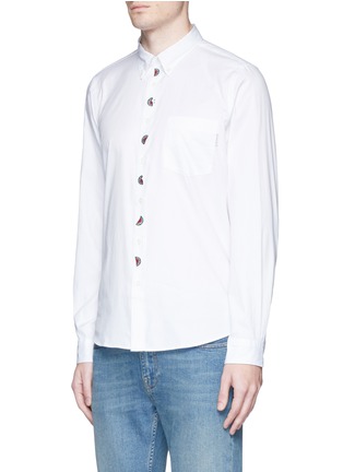 Front View - Click To Enlarge - PS PAUL SMITH - Watermelon embroidered Oxford shirt