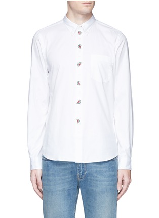 Main View - Click To Enlarge - PS PAUL SMITH - Watermelon embroidered Oxford shirt