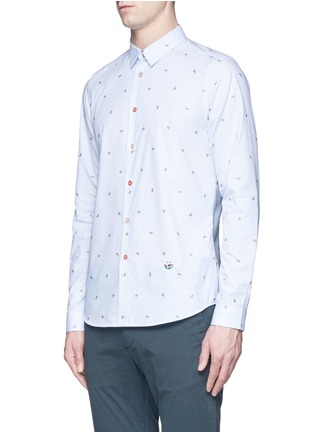 Front View - Click To Enlarge - PS PAUL SMITH - Watermelon embroidered stripe cotton shirt